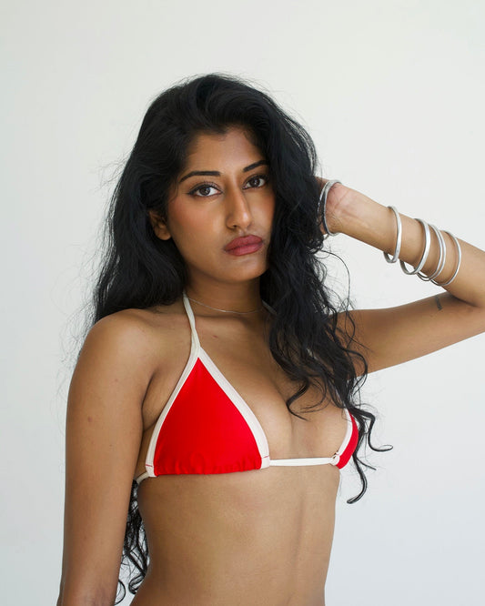 Bombeira Red and White Triangle Top